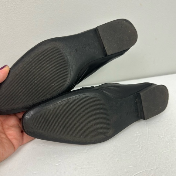 Zara Black Soft Leather Studded Loafer Sz 7.5 - Picture 13 of 15